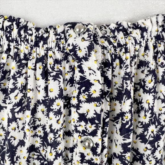 Zara Daisy Floral Short Sleeve Cropped Top Blue Size Medium - Picture 4 of 6